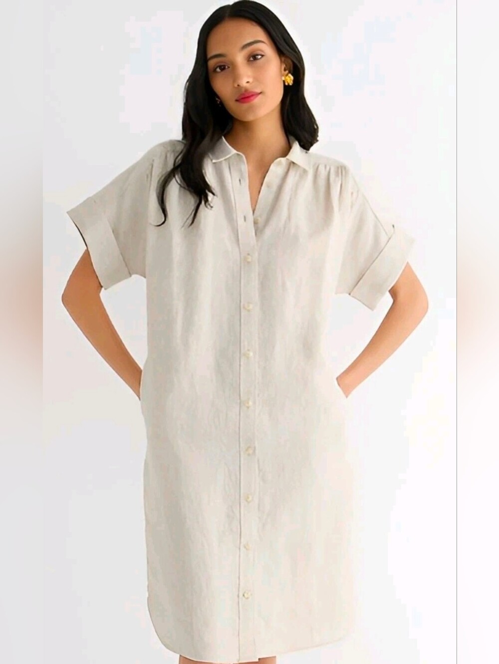 NWT J.Crew Relaxed-fit Short-sleeve Flax Baird McNutt Irish Linen Shirtdress XS